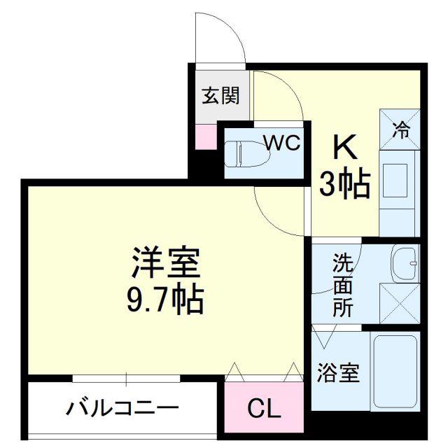 フラットフォース(1K/3階)の間取り写真