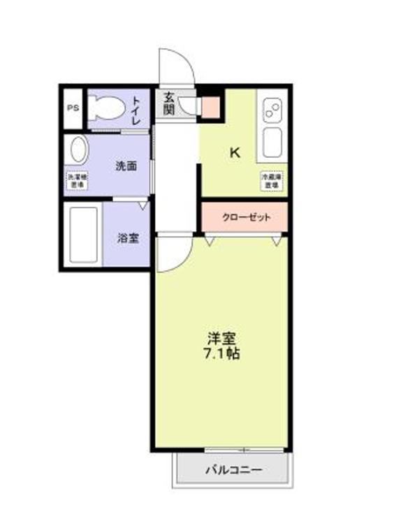 フォレストウエスト(1K/1階)の間取り写真