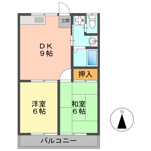 サンハイツ(2DK/1階)の間取り写真