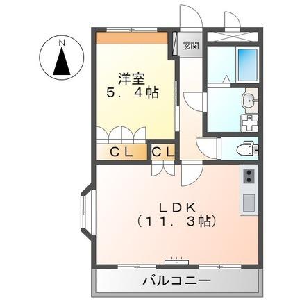 エトワールエデンM(1LDK/2階)の間取り写真