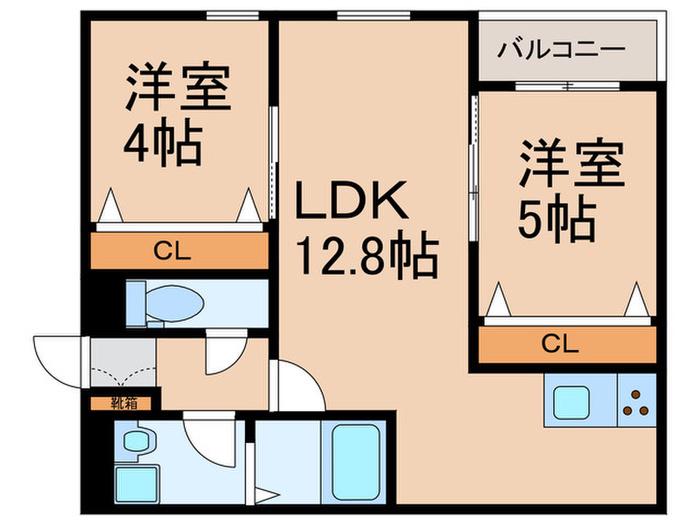 CALME HILLS高宮(2LDK/2階)の間取り写真
