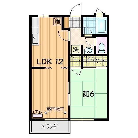 ハイム緑が丘(1LDK/2階)の間取り写真