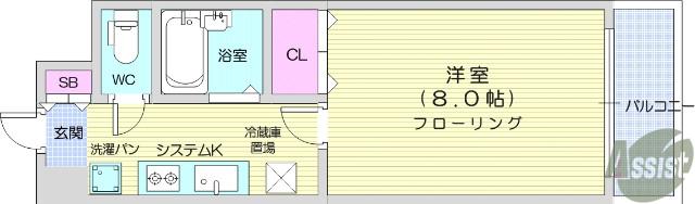 コンアモールⅠ(1K/3階)の間取り写真