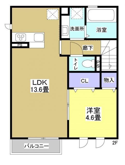 ARIOSO(1LDK/2階)の間取り写真