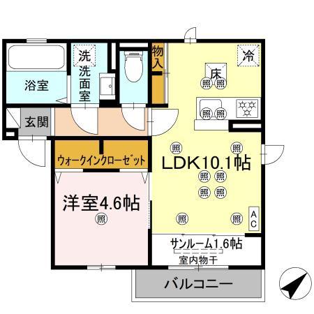 JR予讃線 今治駅 徒歩24分 2階建 新築(1LDK/1階)の間取り写真