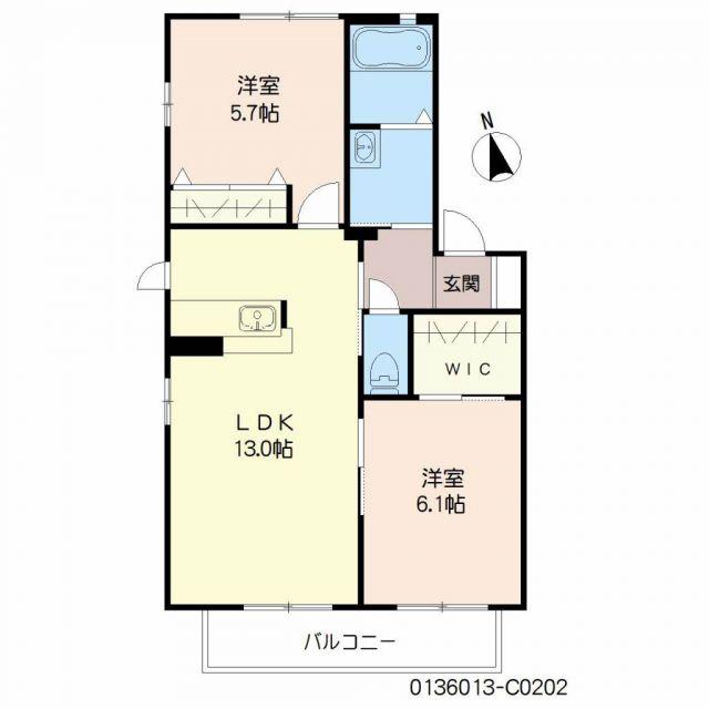 カーサポルポ C棟(2LDK/2階)の間取り写真