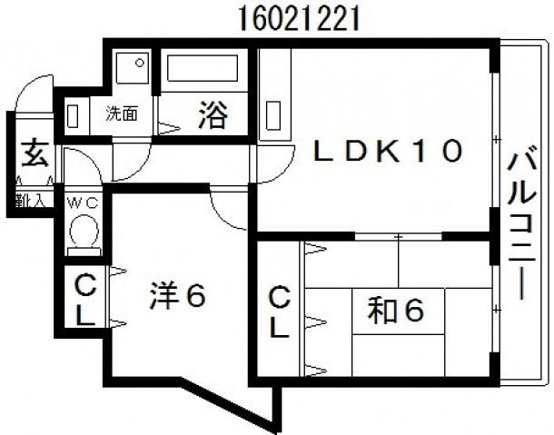 シャルム鶴ヶ丘(2LDK/3階)の間取り写真