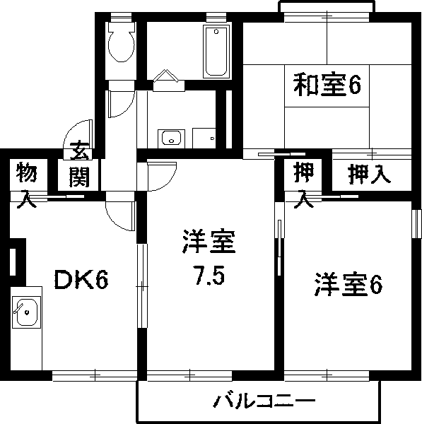 セジュール東(3DK/2階)の間取り写真
