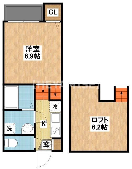 MODERN PALAZZO 諫早U.K(1SK/2階)の間取り写真