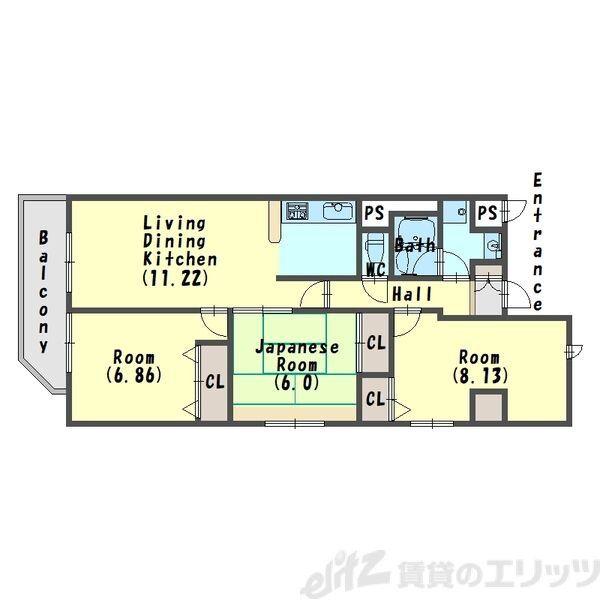 レスカーラ緑地公園(3LDK/5階)の間取り写真