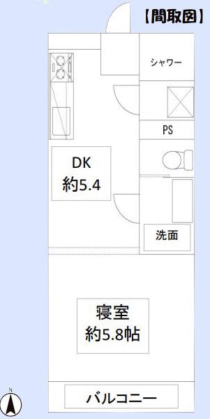 東武東上線 志木駅 徒歩7分 5階建 築59年(1DK/2階)の間取り写真