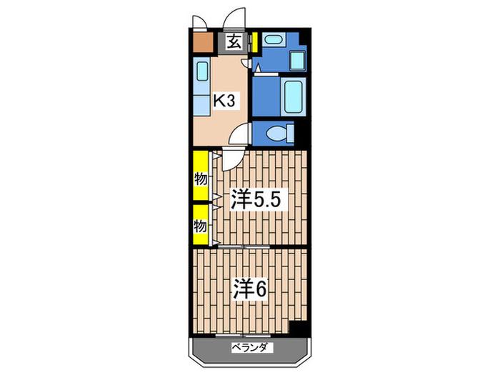 ドエリング東戸塚(2K/4階)の間取り写真