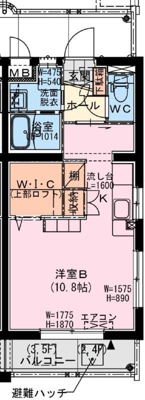 ソレアード権現(ワンルーム/4階)の間取り写真
