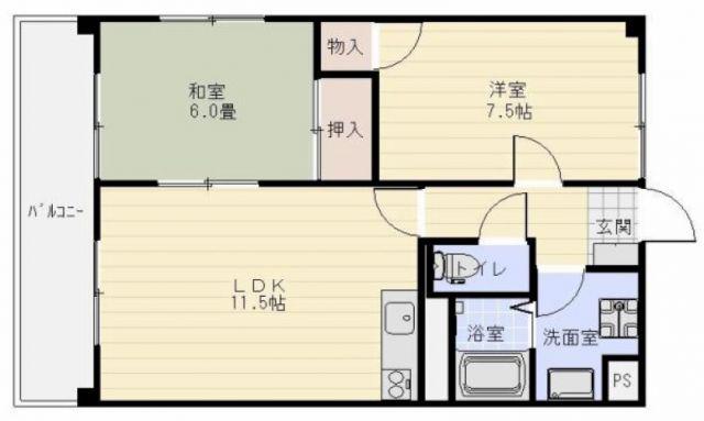 ヴィーブルオガイ(2LDK/3階)の間取り写真
