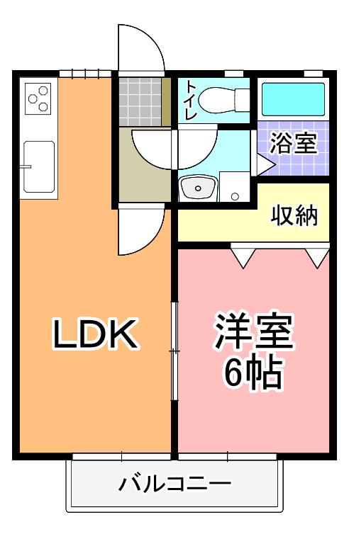 ササノサンシティー B(1LDK/1階)の間取り写真