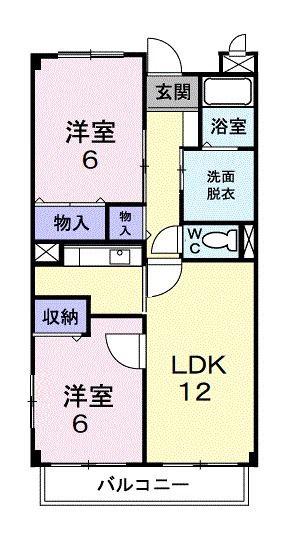 プリムローズ(2LDK/3階)の間取り写真
