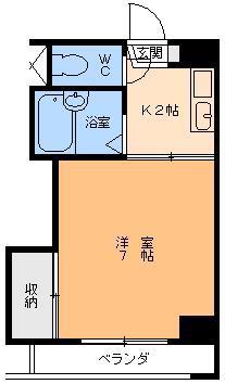 エクレール味酒(1K/2階)の間取り写真