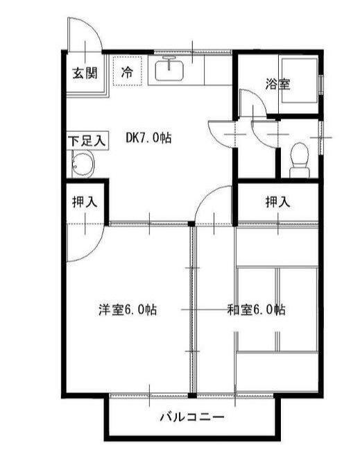 センタービレッジ(2DK/1階)の間取り写真