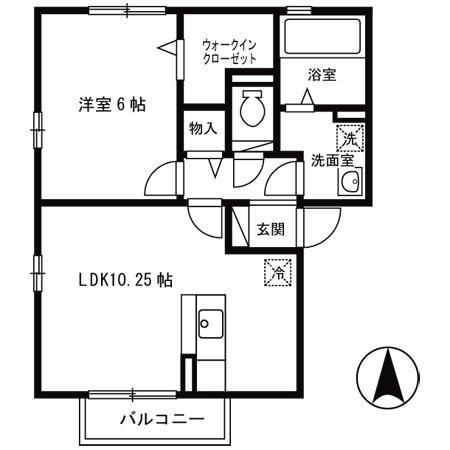ロハス平城 B棟(1LDK/2階)の間取り写真