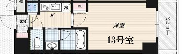 QCフラット北堀江(1K/7階)の間取り写真