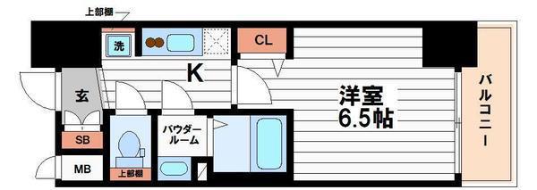 ララプレイス天王寺シエロ(1K/13階)の間取り写真