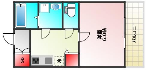 ドリームハウス(1K/1階)の間取り写真