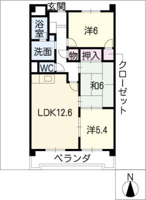 エクセルナカゼン(3LDK/4階)の間取り写真