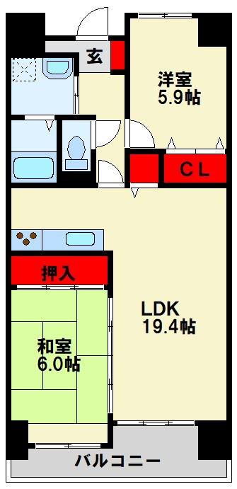 珪州館III(2LDK/2階)の間取り写真