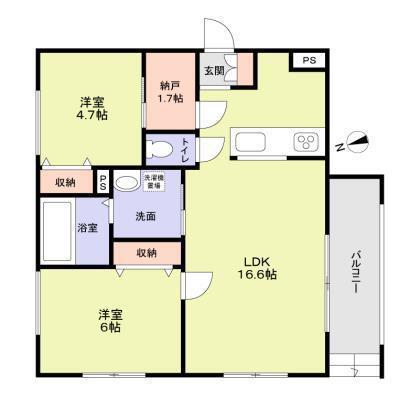 グレイスメゾン茅ヶ崎(2LDK/1階)の間取り写真