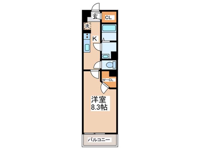 ヴィラ堀之内II(1K/1階)の間取り写真