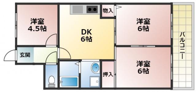 マジュールメゾン(3DK/6階)の間取り写真