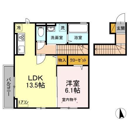 D-ROOMゆりのき台(1LDK/2階)の間取り写真