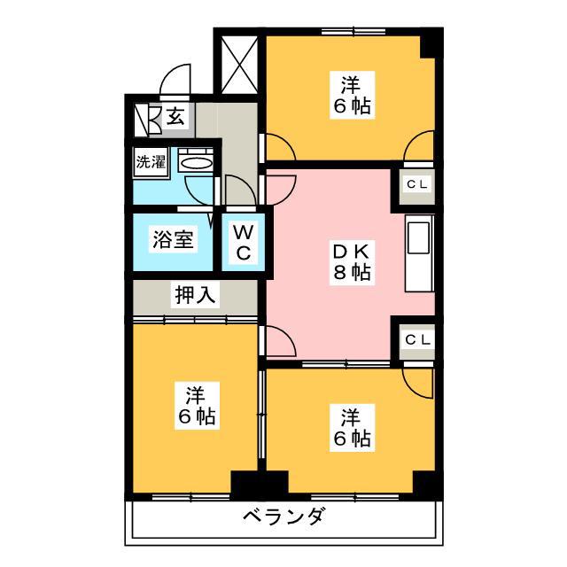 エステート23(3DK/2階)の間取り写真