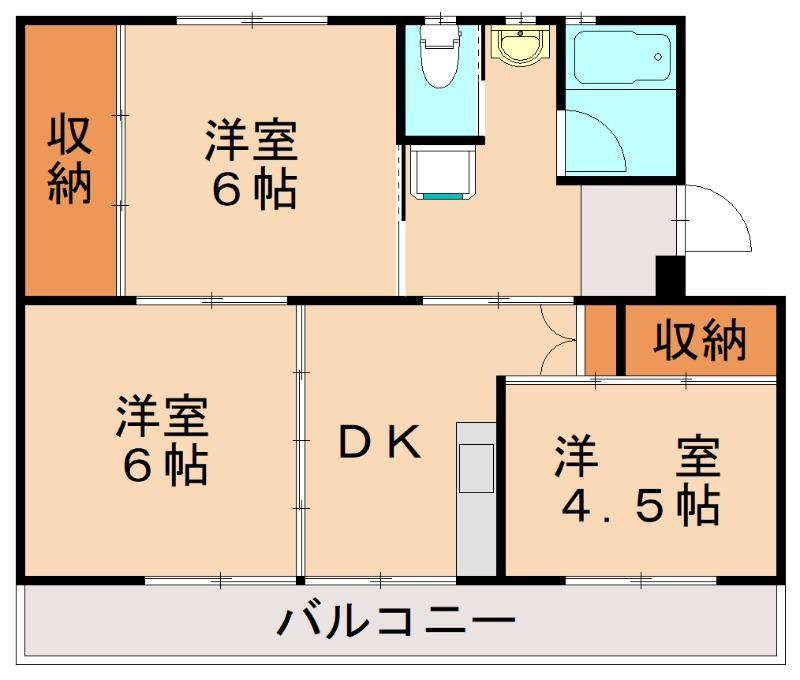 ビレッジハウス水巻(3DK/3階)の間取り写真