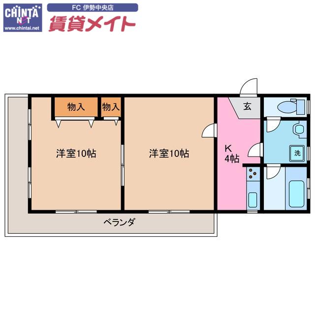 マンション山(2K/2階)の間取り写真