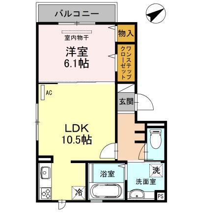 D-ROOMクレア堺(1LDK/1階)の間取り写真