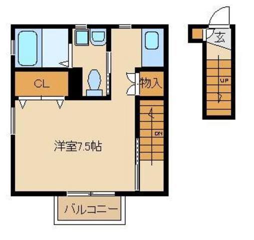 TWIN OAKS(ワンルーム/2階)の間取り写真