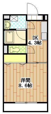 リヴェール(1DK/3階)の間取り写真