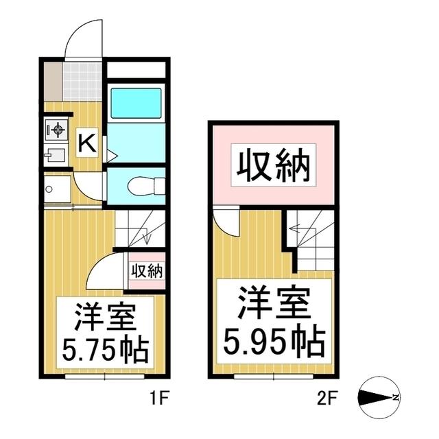 ロッヂーノ中野(2K/2階)の間取り写真