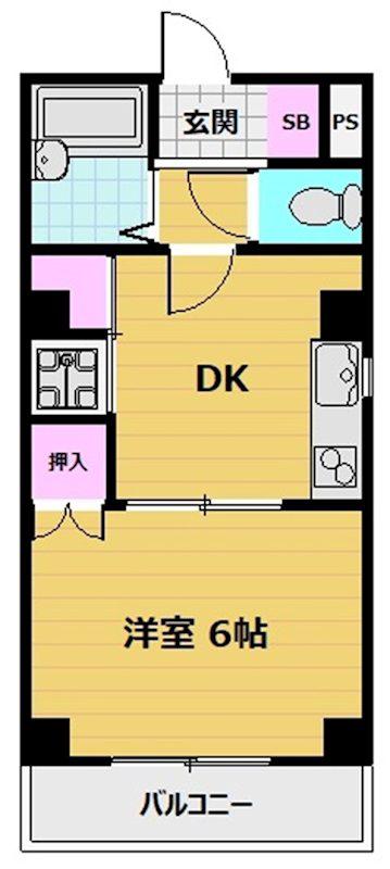 城戸ビル(1DK/2階)の間取り写真
