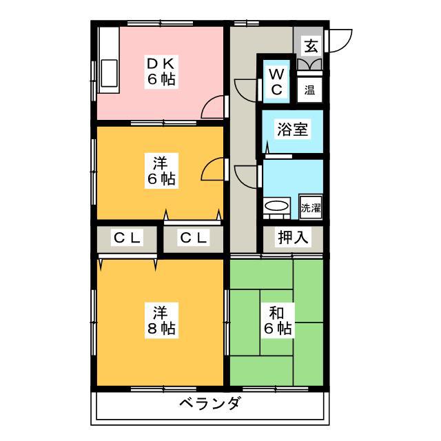 コーポ匠 D棟(3DK/1階)の間取り写真