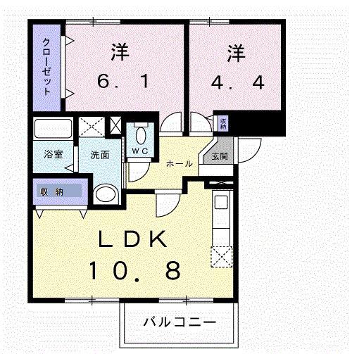 リヴィエール宮本I(2LDK/2階)の間取り写真