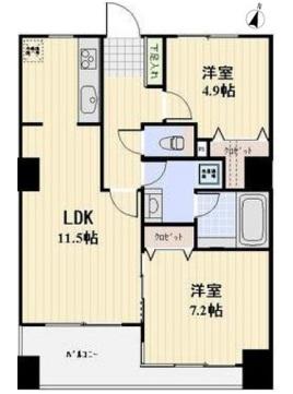 パークテラス恵比寿(2LDK/8階)の間取り写真