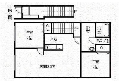 ツインクル若葉A(2LDK/2階)の間取り写真