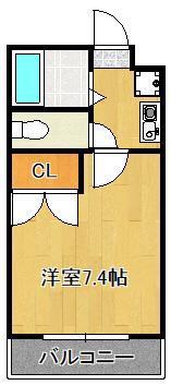 ラビータ本城B(1K/1階)の間取り写真