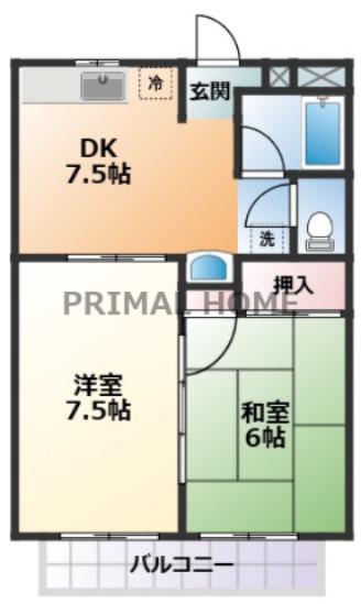 ファミール新子安(2DK/3階)の間取り写真
