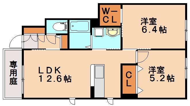 グリユック春日(2LDK/1階)の間取り写真
