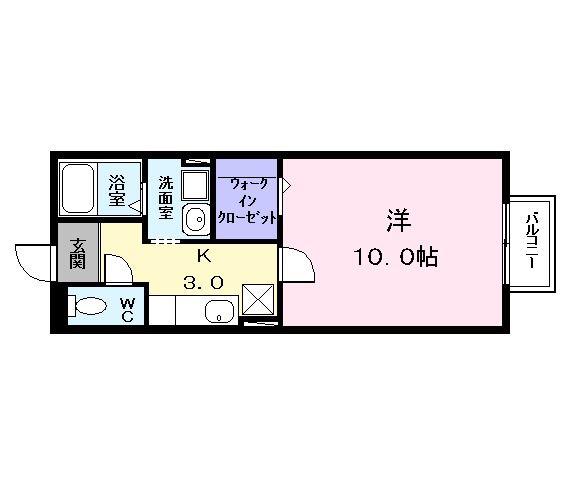 パインK(1K/2階)の間取り写真