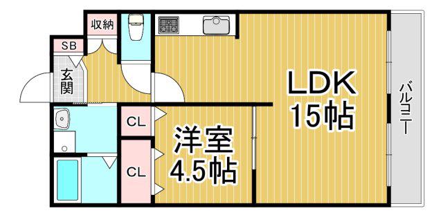 中本ビル(1LDK/3階)の間取り写真