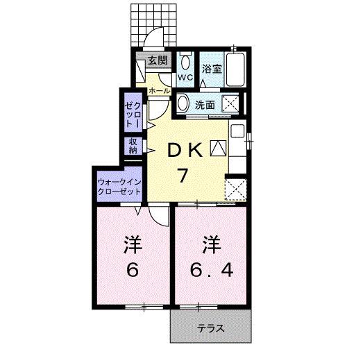 JR高徳線 屋島駅 徒歩27分 2階建 築14年(2DK/1階)の間取り写真